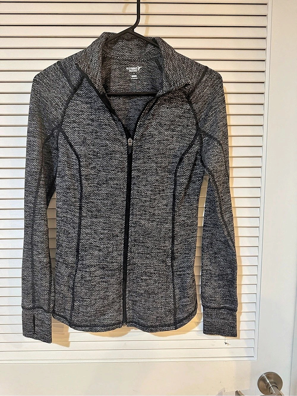 Old Navy Women's Textured Full-Zip Jacket in Black & Gray Like New